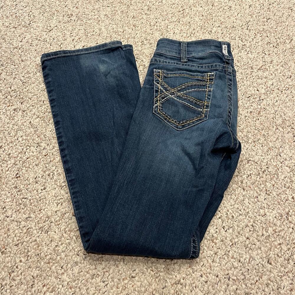Ariat Real Denim Mid Rise Bootcut Jeans 31 Long Dark Wash Western Festival